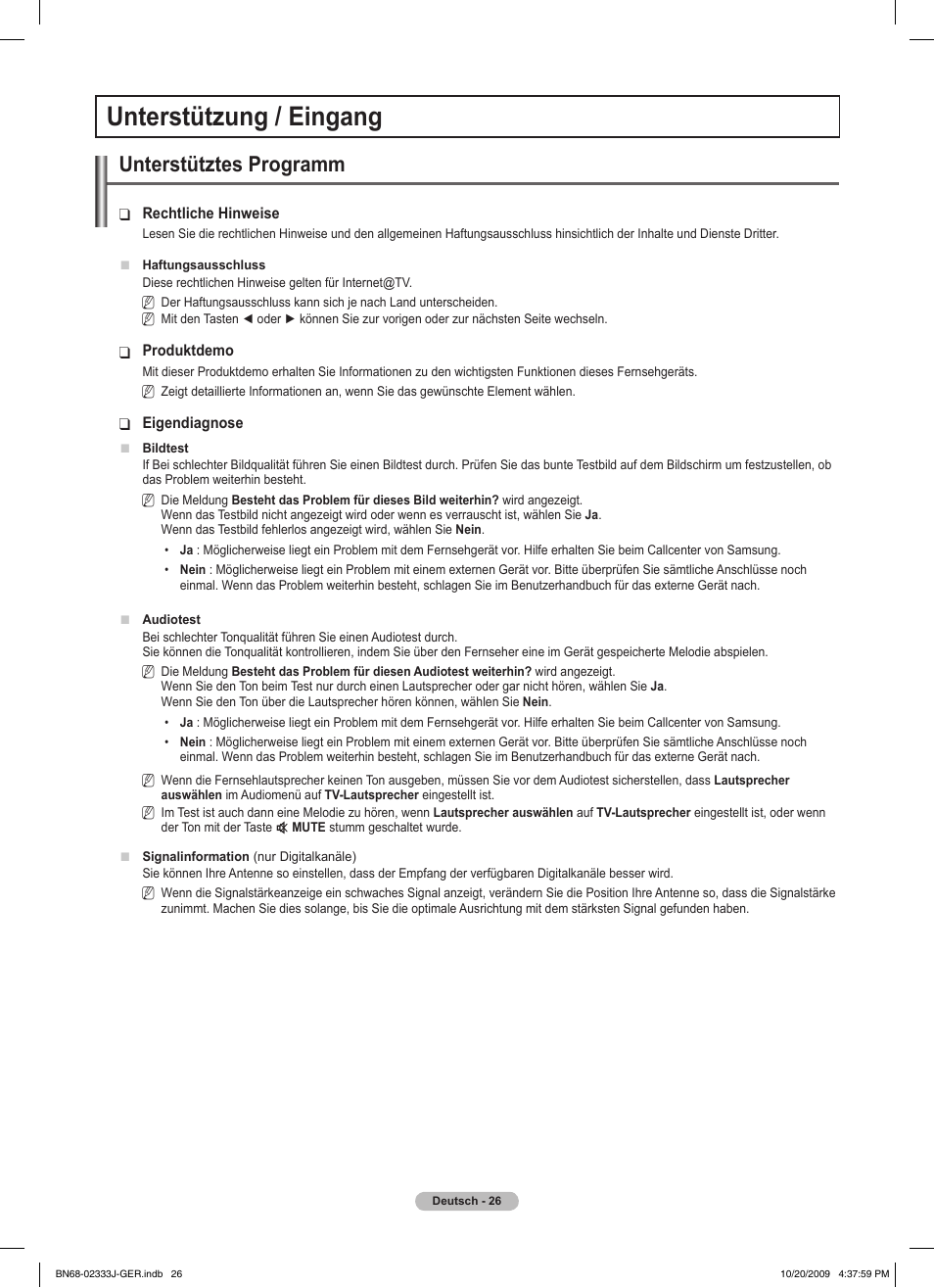 Unterstützung / eingang, Unterstütztes programm | Samsung PS63B680T6W User Manual | Page 177 / 648