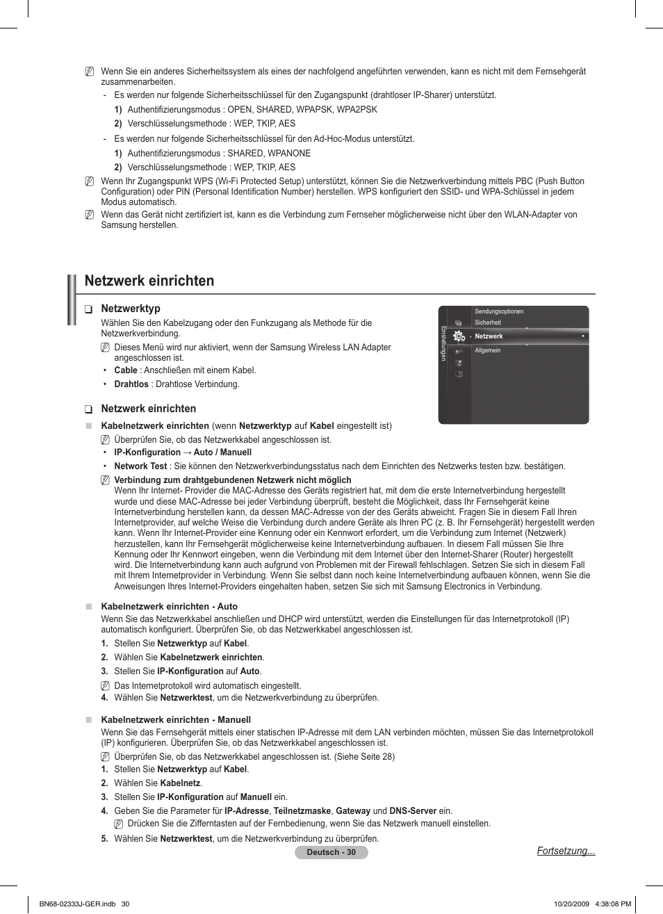 Netzwerk einrichten | Samsung PS63B680T6W User Manual | Page 181 / 648