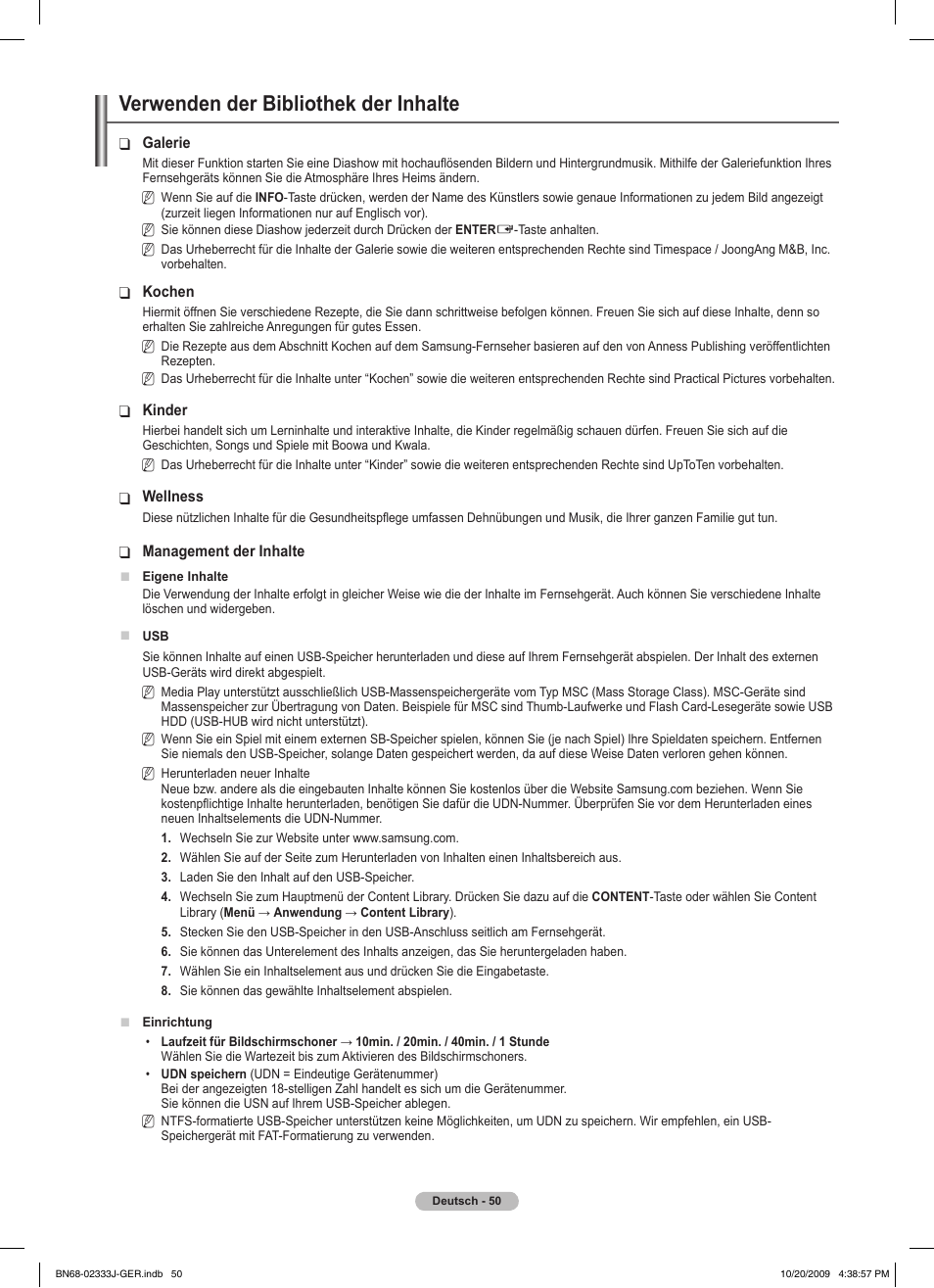 Verwenden der bibliothek der inhalte | Samsung PS63B680T6W User Manual | Page 201 / 648
