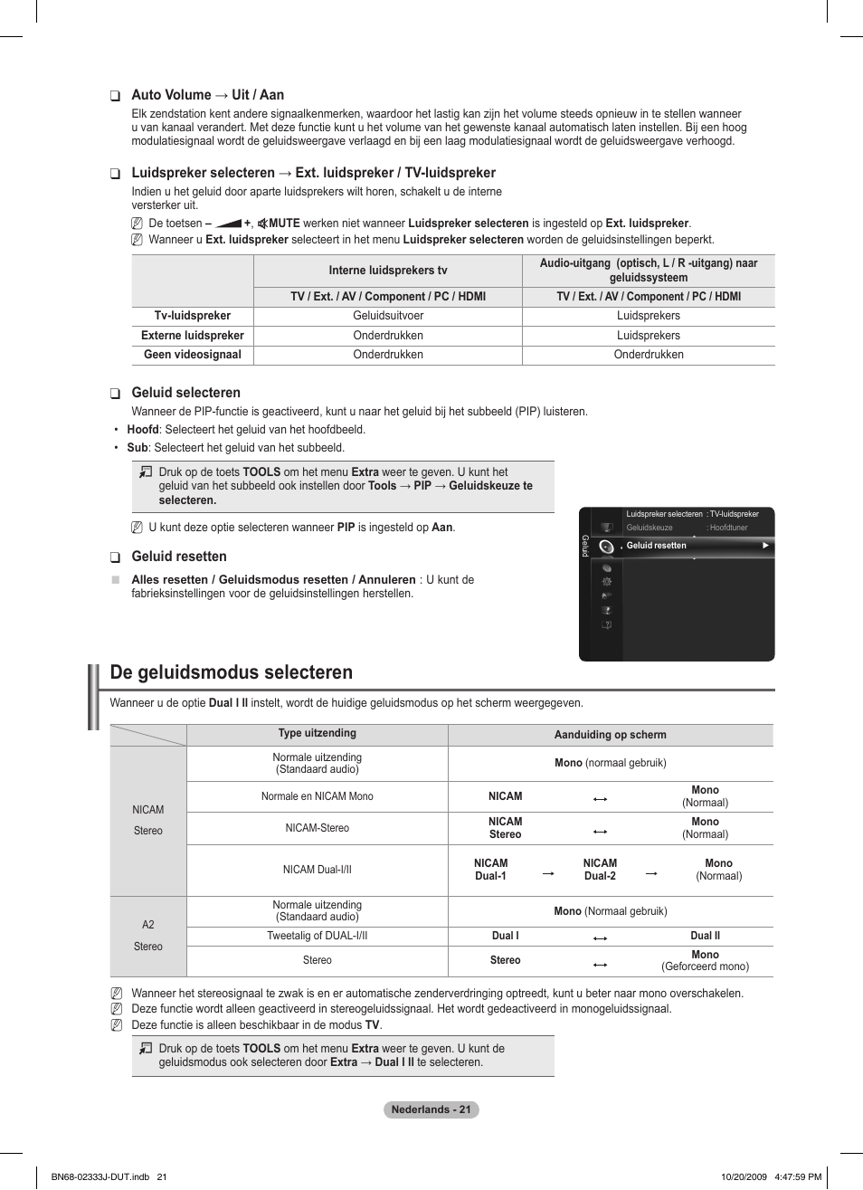 De geluidsmodus selecteren | Samsung PS63B680T6W User Manual | Page 242 / 648