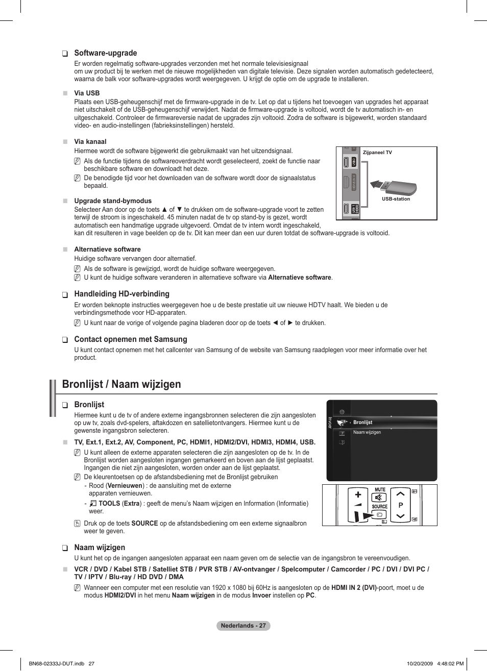 Bronlijst / naam wijzigen | Samsung PS63B680T6W User Manual | Page 248 / 648
