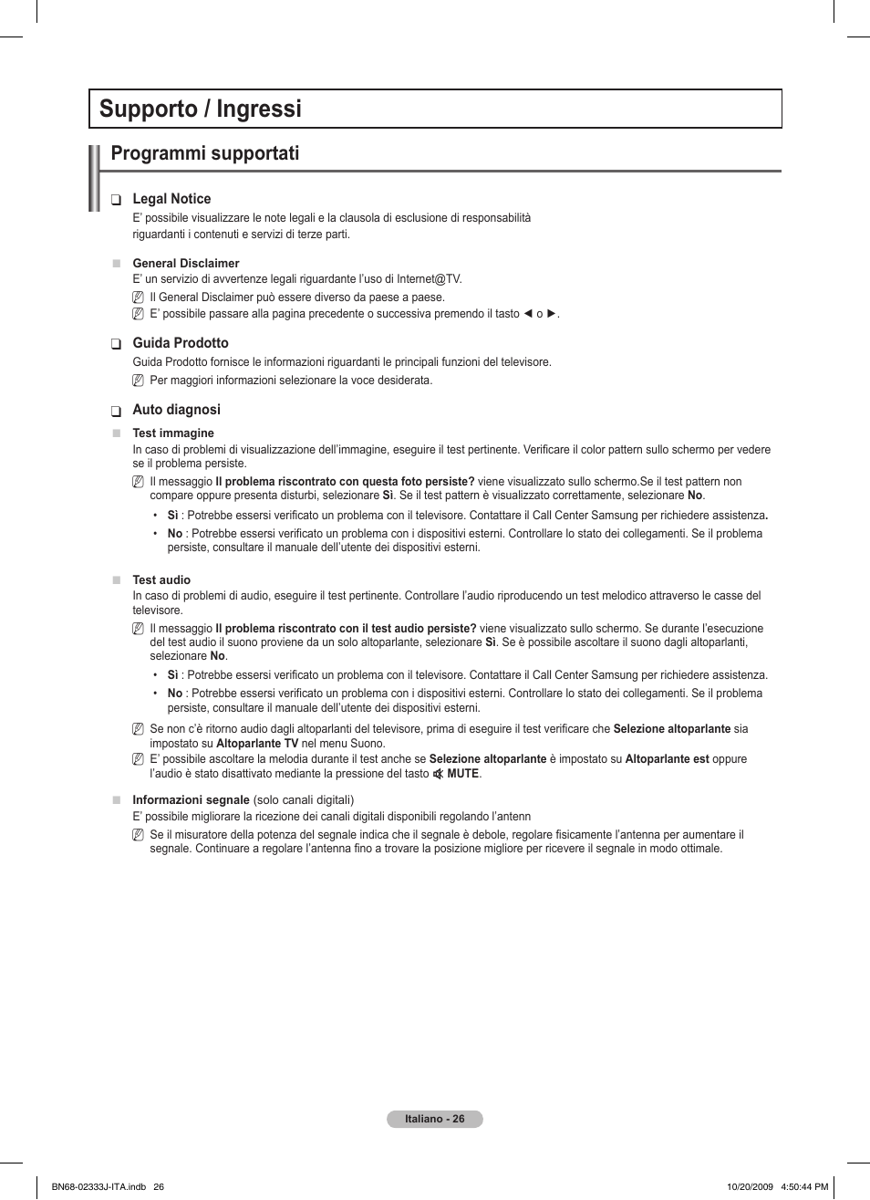 Supporto / ingressi, Programmi supportati | Samsung PS63B680T6W User Manual | Page 317 / 648