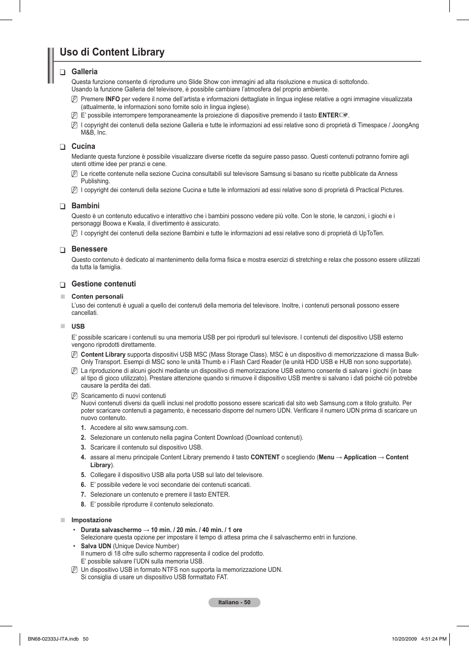 Uso di content library | Samsung PS63B680T6W User Manual | Page 341 / 648