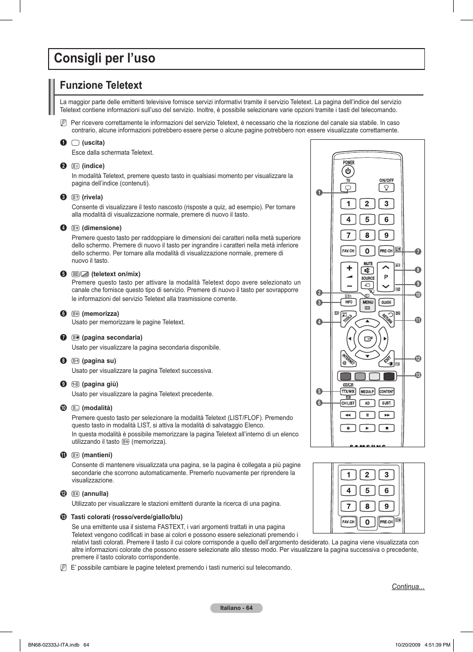 Consigli per l’uso, Funzione teletext | Samsung PS63B680T6W User Manual | Page 355 / 648