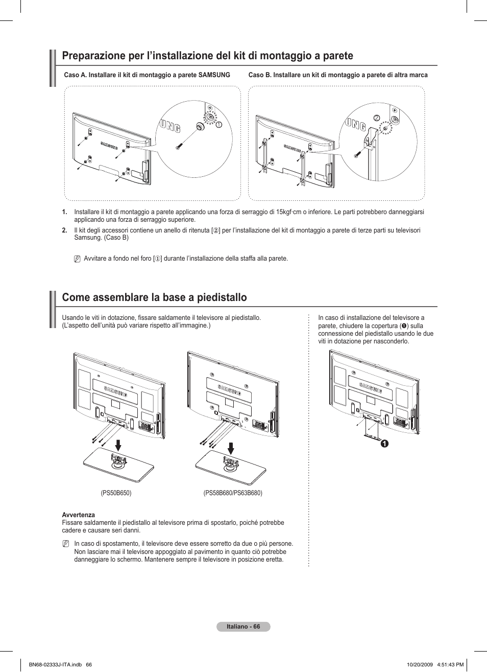 Come assemblare la base a piedistallo | Samsung PS63B680T6W User Manual | Page 357 / 648