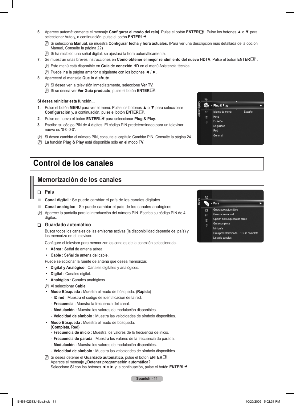 Control de los canales | Samsung PS63B680T6W User Manual | Page 373 / 648