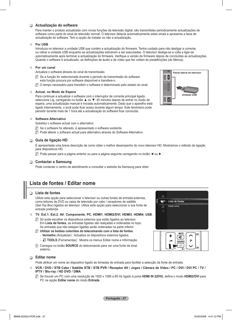 Lista de fontes / editar nome | Samsung PS63B680T6W User Manual | Page 459 / 648