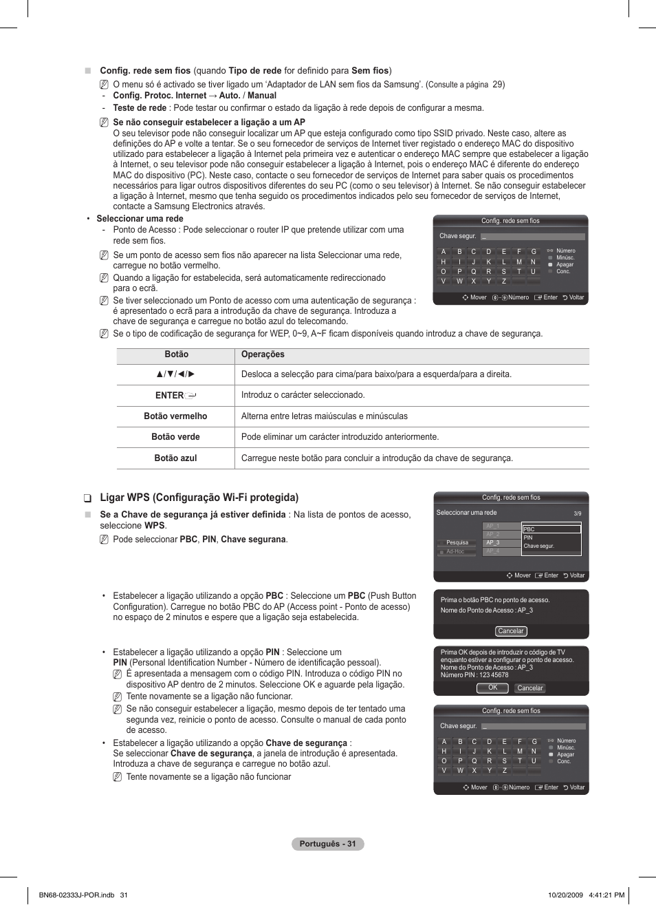 Ligar wps (configuração wi-fi protegida) | Samsung PS63B680T6W User Manual | Page 463 / 648