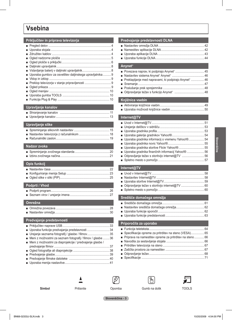 No t, Vsebina | Samsung PS63B680T6W User Manual | Page 505 / 648