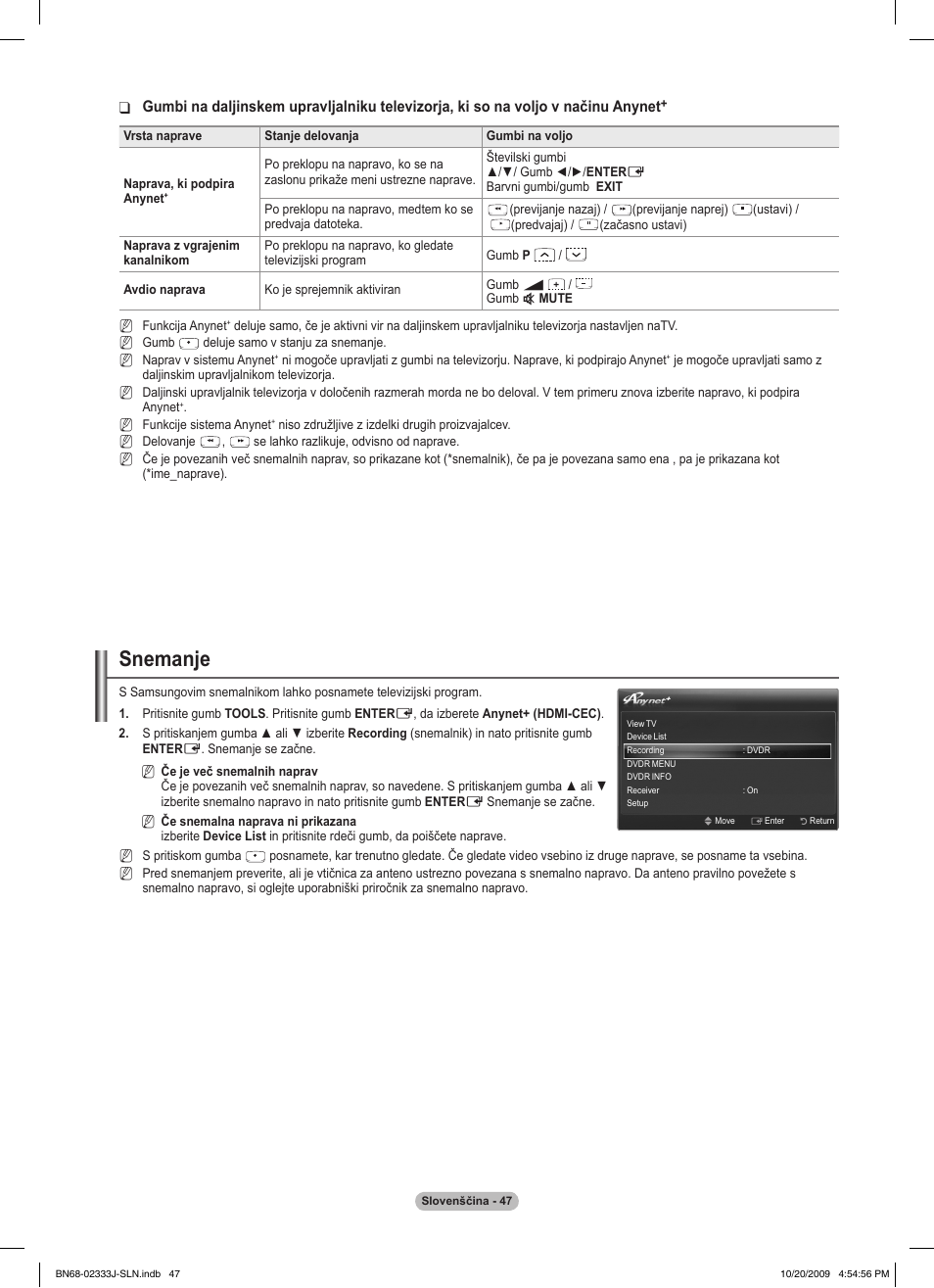 Snemanje | Samsung PS63B680T6W User Manual | Page 549 / 648
