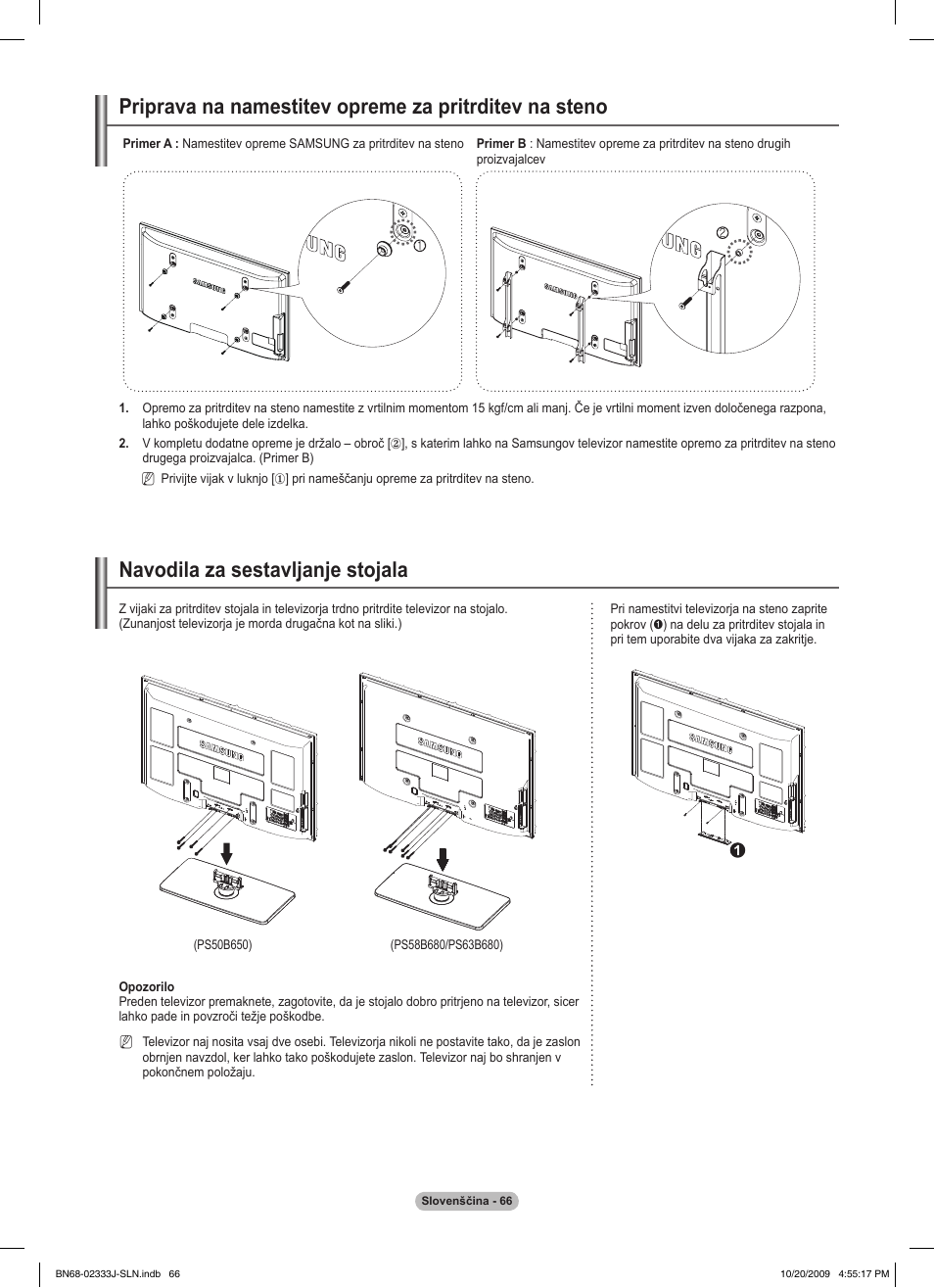 Navodila za sestavljanje stojala | Samsung PS63B680T6W User Manual | Page 568 / 648