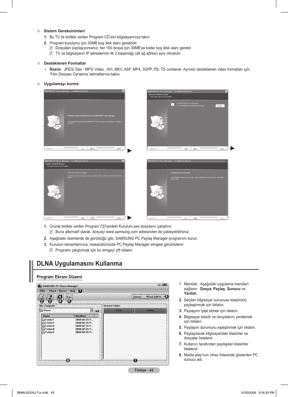 Dlna uygulamasını kullanma | Samsung PS63B680T6W User Manual | Page 615 / 648