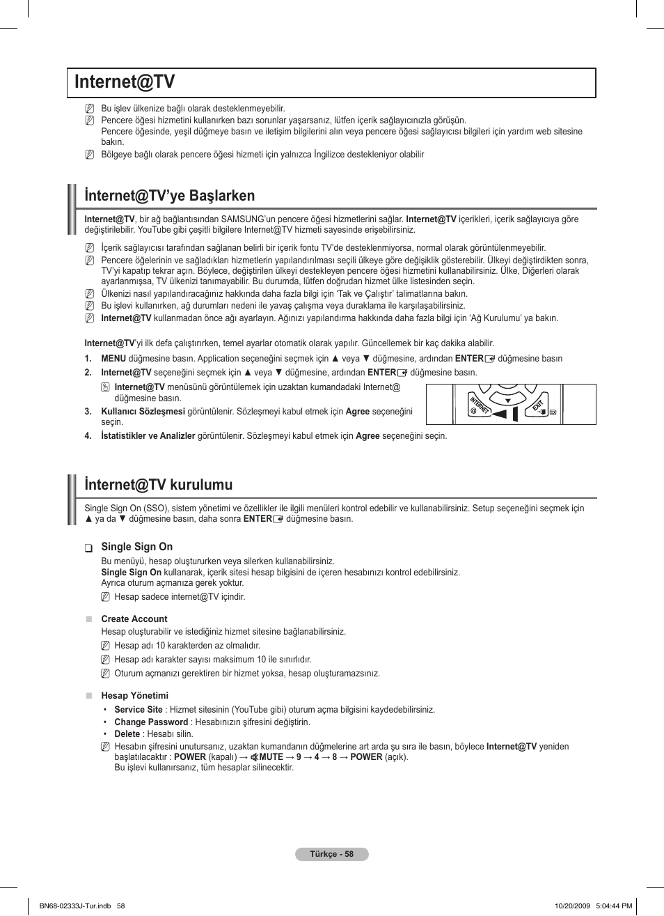 Internet@tv, Internet@tv’ye başlarken, Internet@tv kurulumu | Samsung PS63B680T6W User Manual | Page 630 / 648