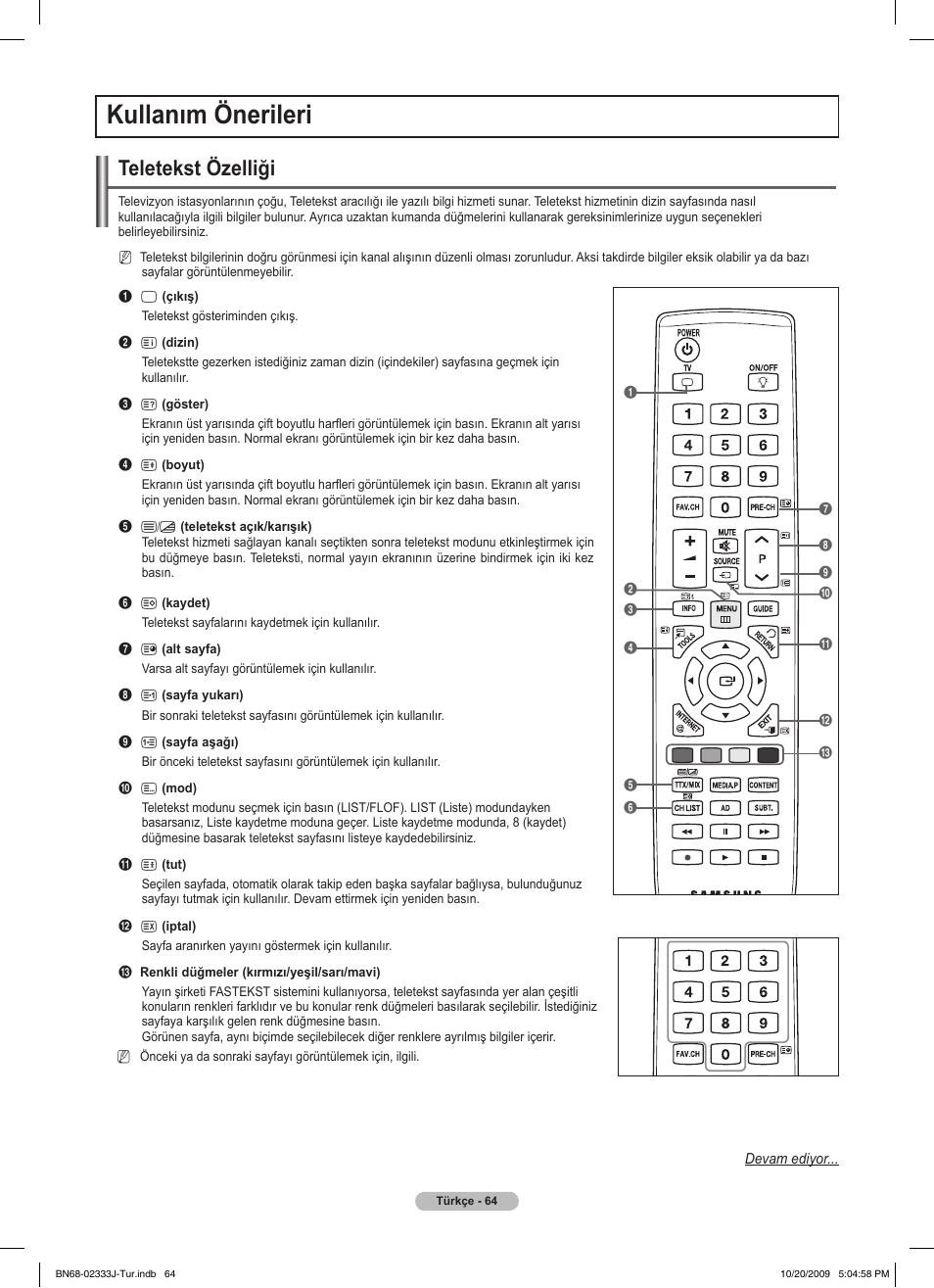 Kullanım önerileri, Teletekst özelliği | Samsung PS63B680T6W User Manual | Page 636 / 648