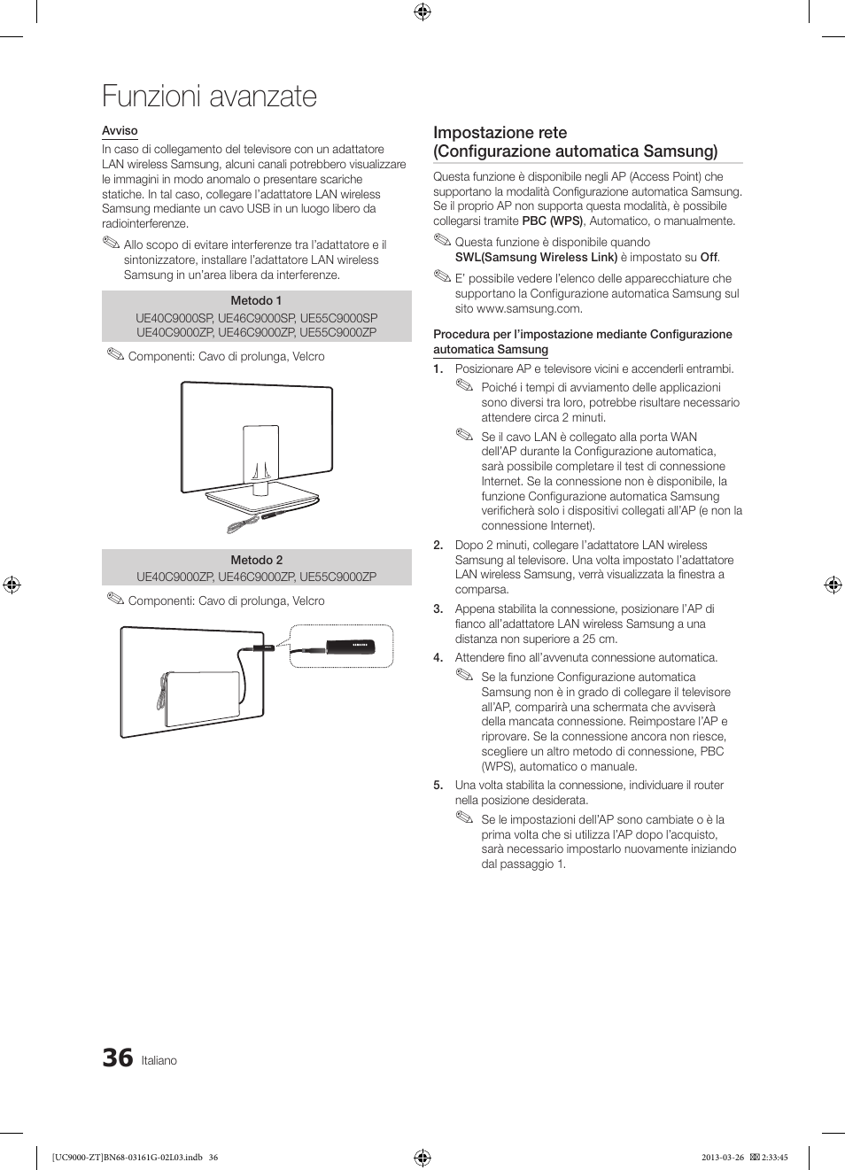 Funzioni avanzate | Samsung UE40C9000SP User Manual | Page 100 / 195