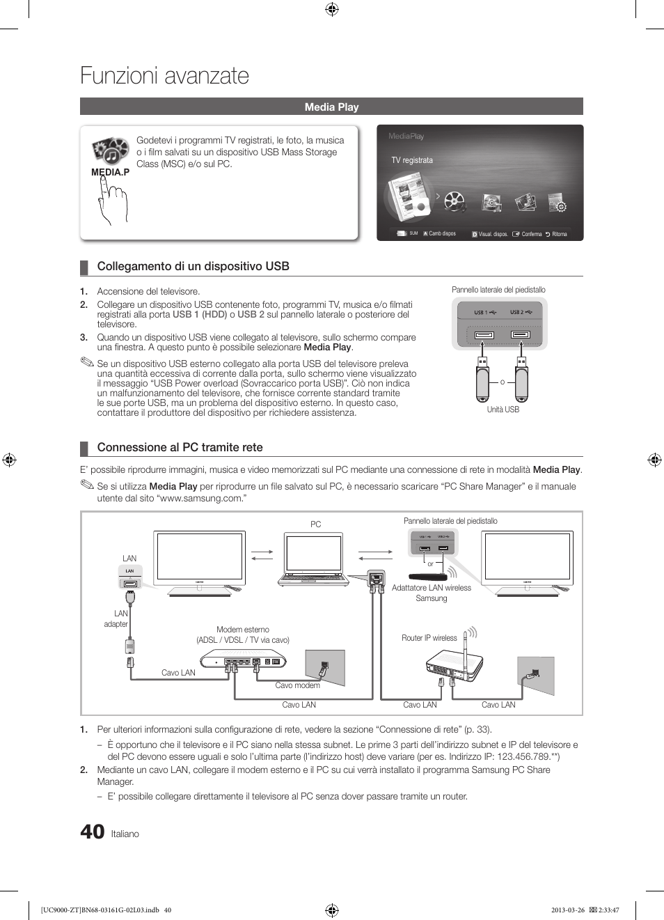Funzioni avanzate | Samsung UE40C9000SP User Manual | Page 104 / 195