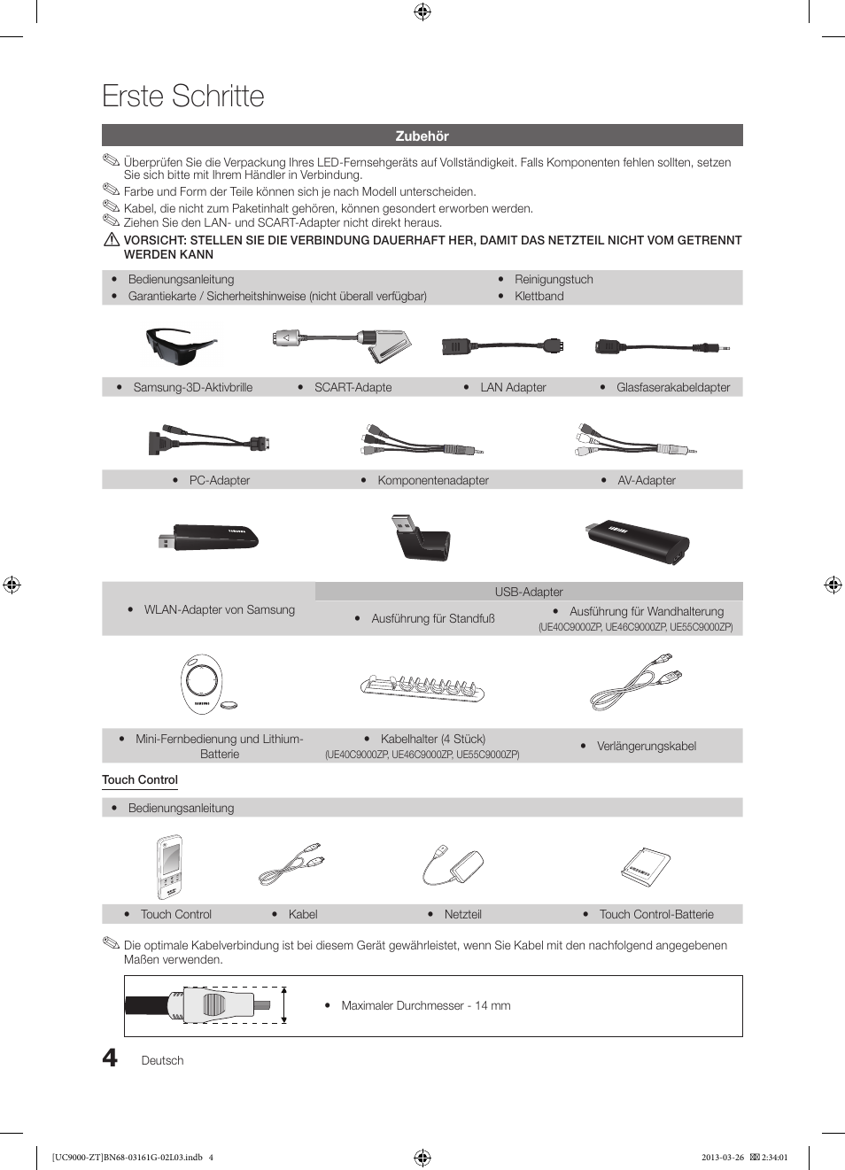 Erste schritte | Samsung UE40C9000SP User Manual | Page 134 / 195