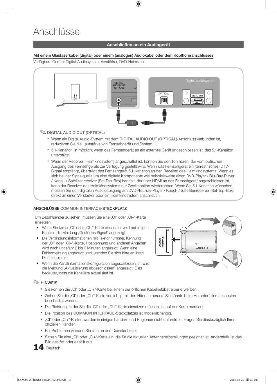 Anschlüsse | Samsung UE40C9000SP User Manual | Page 144 / 195