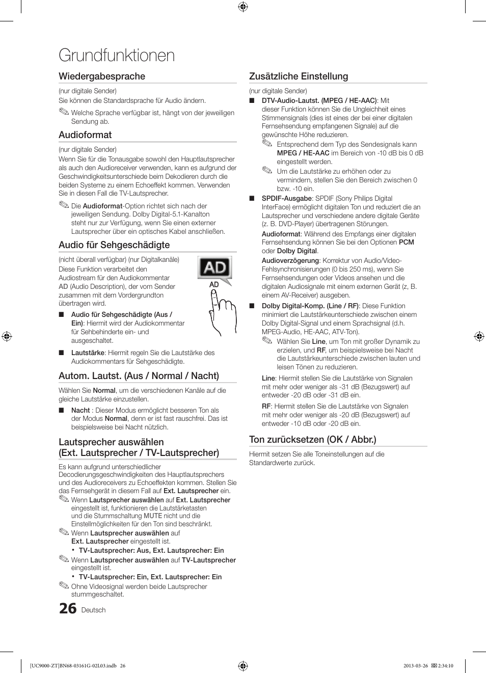 Grundfunktionen | Samsung UE40C9000SP User Manual | Page 156 / 195