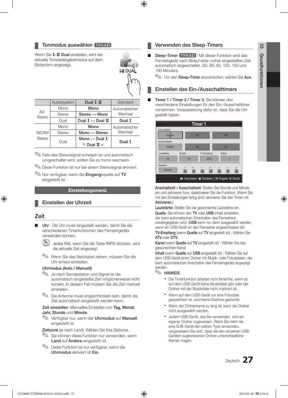 Zeit | Samsung UE40C9000SP User Manual | Page 157 / 195