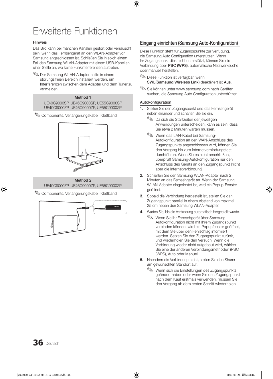 Erweiterte funktionen | Samsung UE40C9000SP User Manual | Page 166 / 195