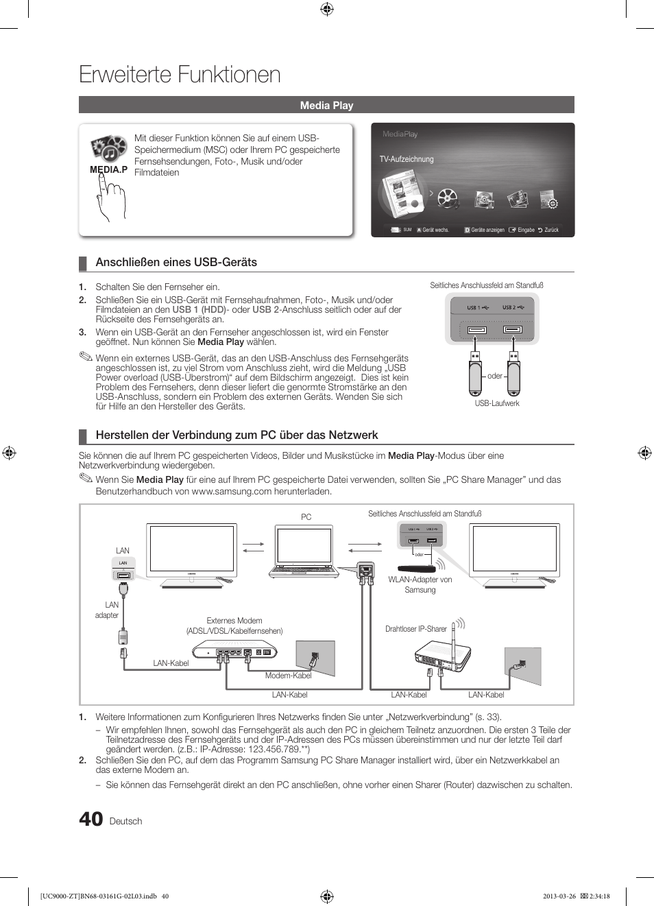 Erweiterte funktionen | Samsung UE40C9000SP User Manual | Page 170 / 195