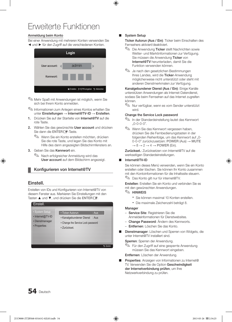 Erweiterte funktionen, Einstell | Samsung UE40C9000SP User Manual | Page 184 / 195