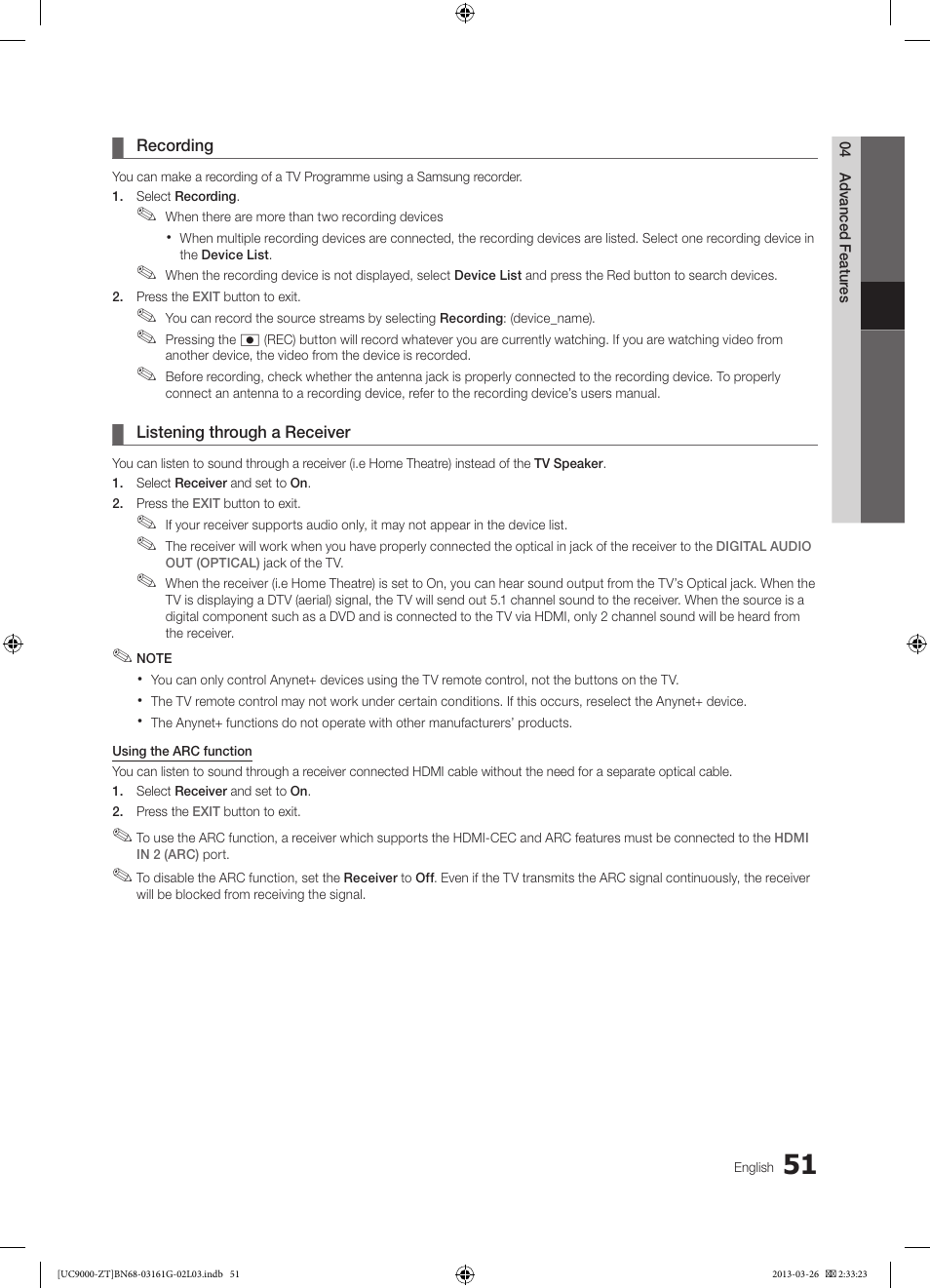 Samsung UE40C9000SP User Manual | Page 51 / 195