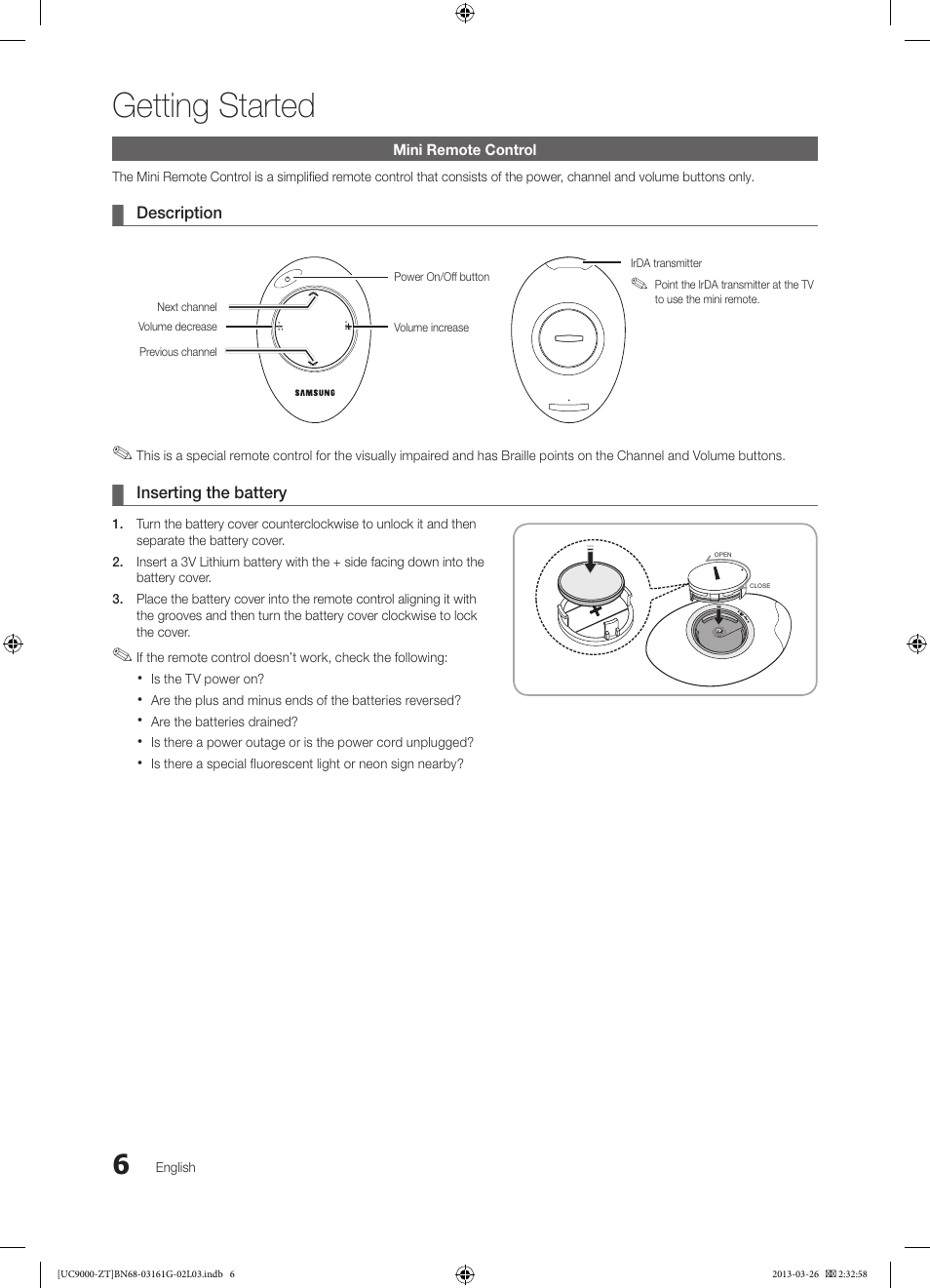 Getting started | Samsung UE40C9000SP User Manual | Page 6 / 195