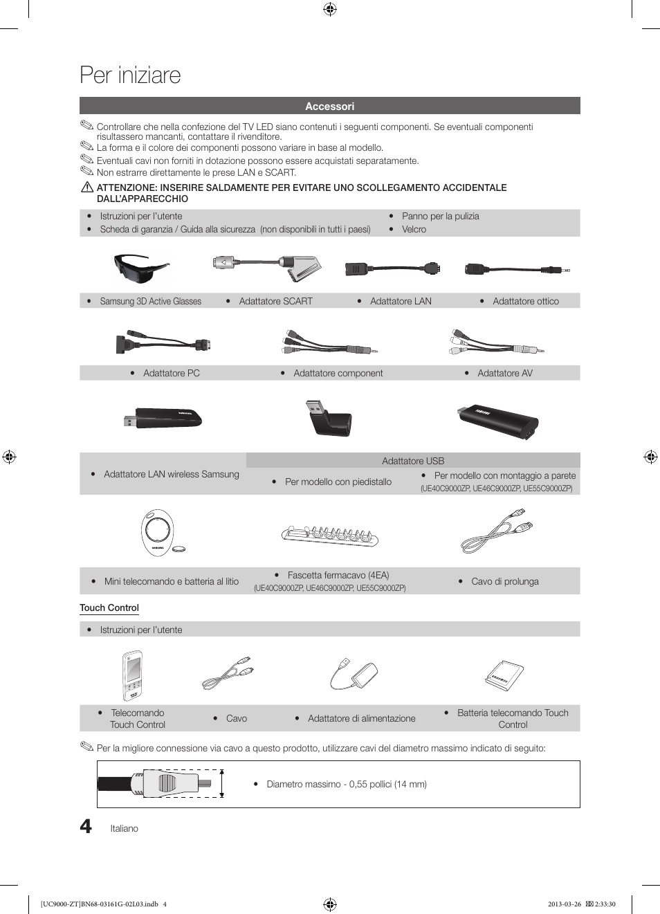Per iniziare | Samsung UE40C9000SP User Manual | Page 68 / 195