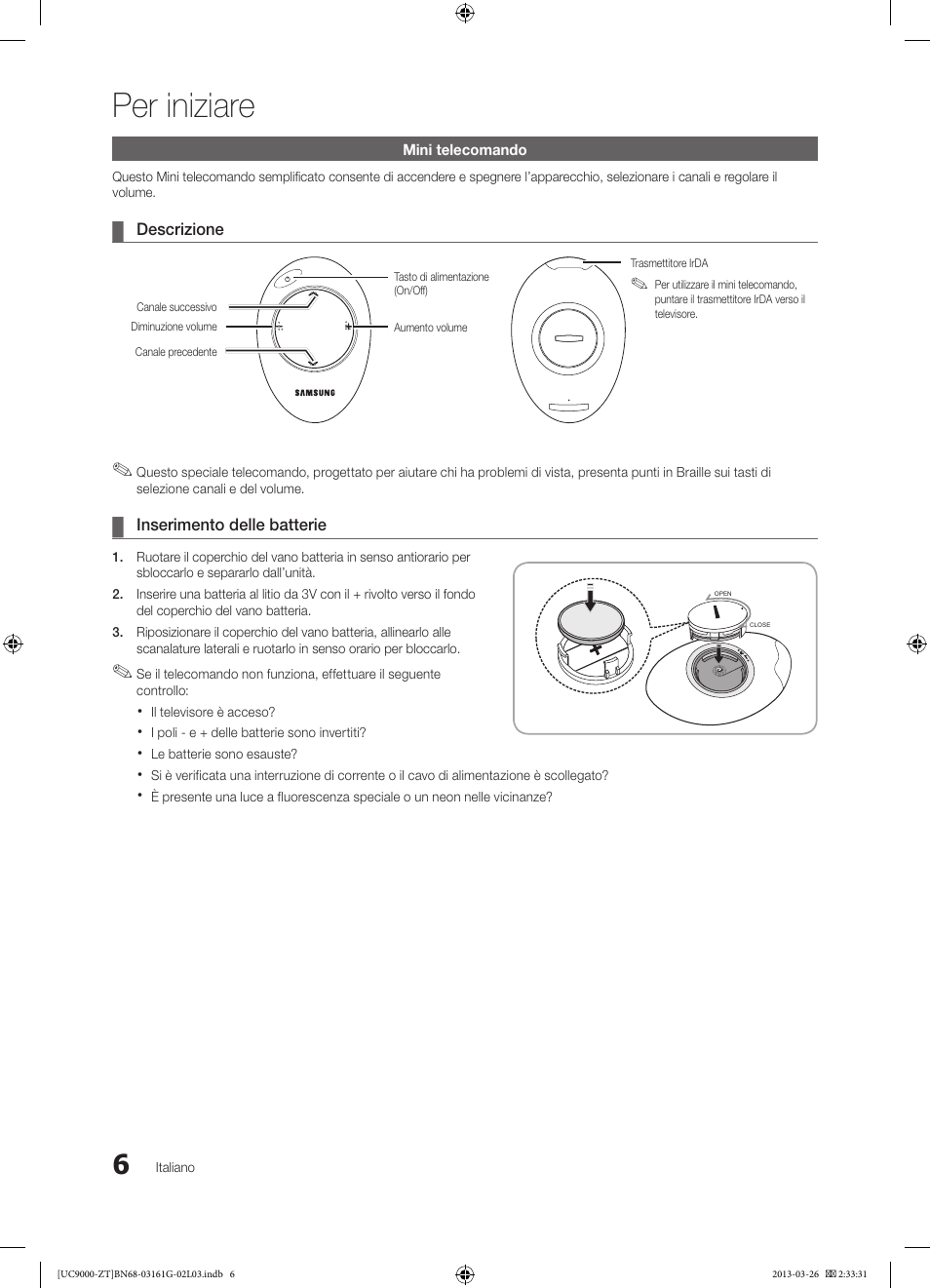 Per iniziare | Samsung UE40C9000SP User Manual | Page 70 / 195