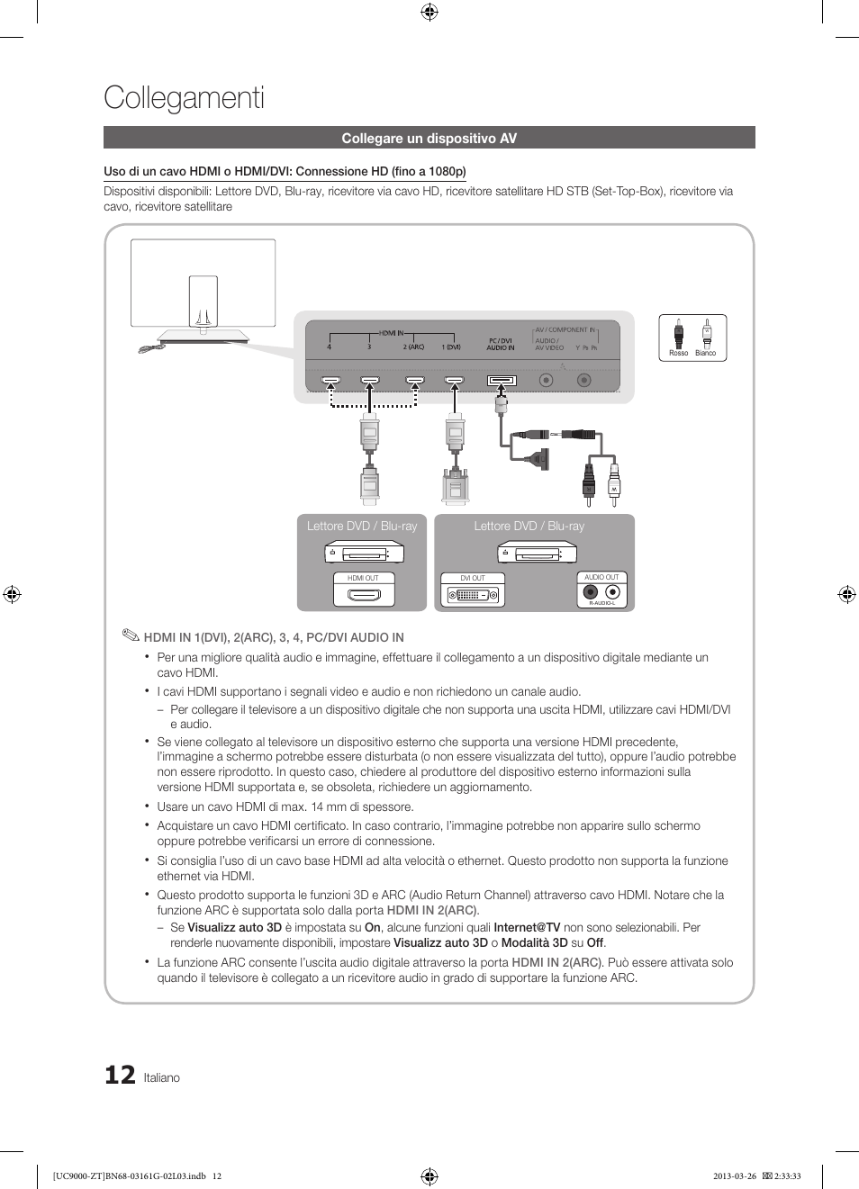 Collegamenti | Samsung UE40C9000SP User Manual | Page 76 / 195