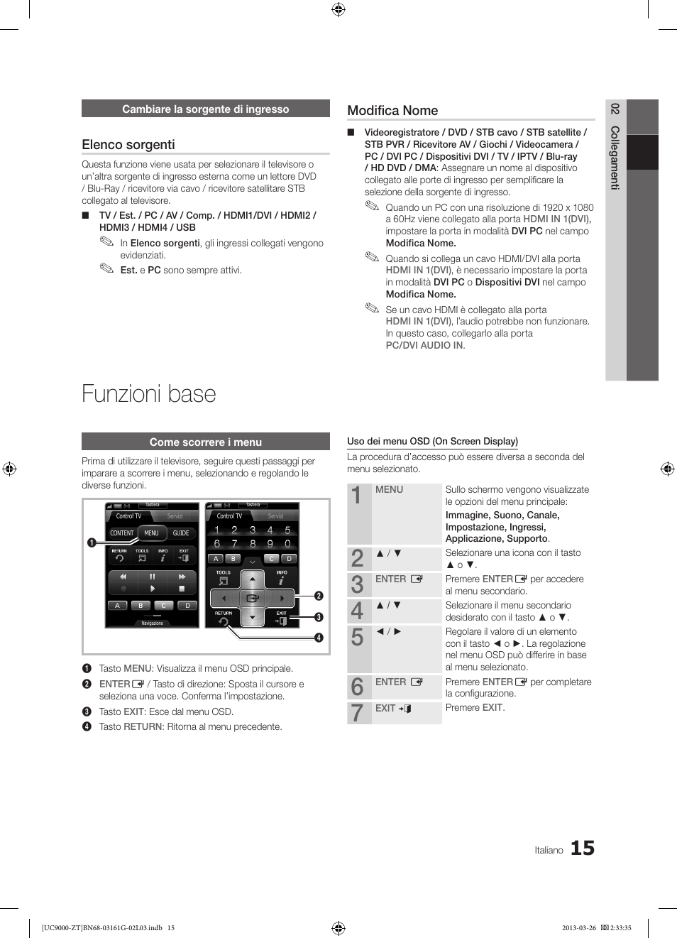 Funzioni base, Elenco sorgenti, Modifica nome | Samsung UE40C9000SP User Manual | Page 79 / 195