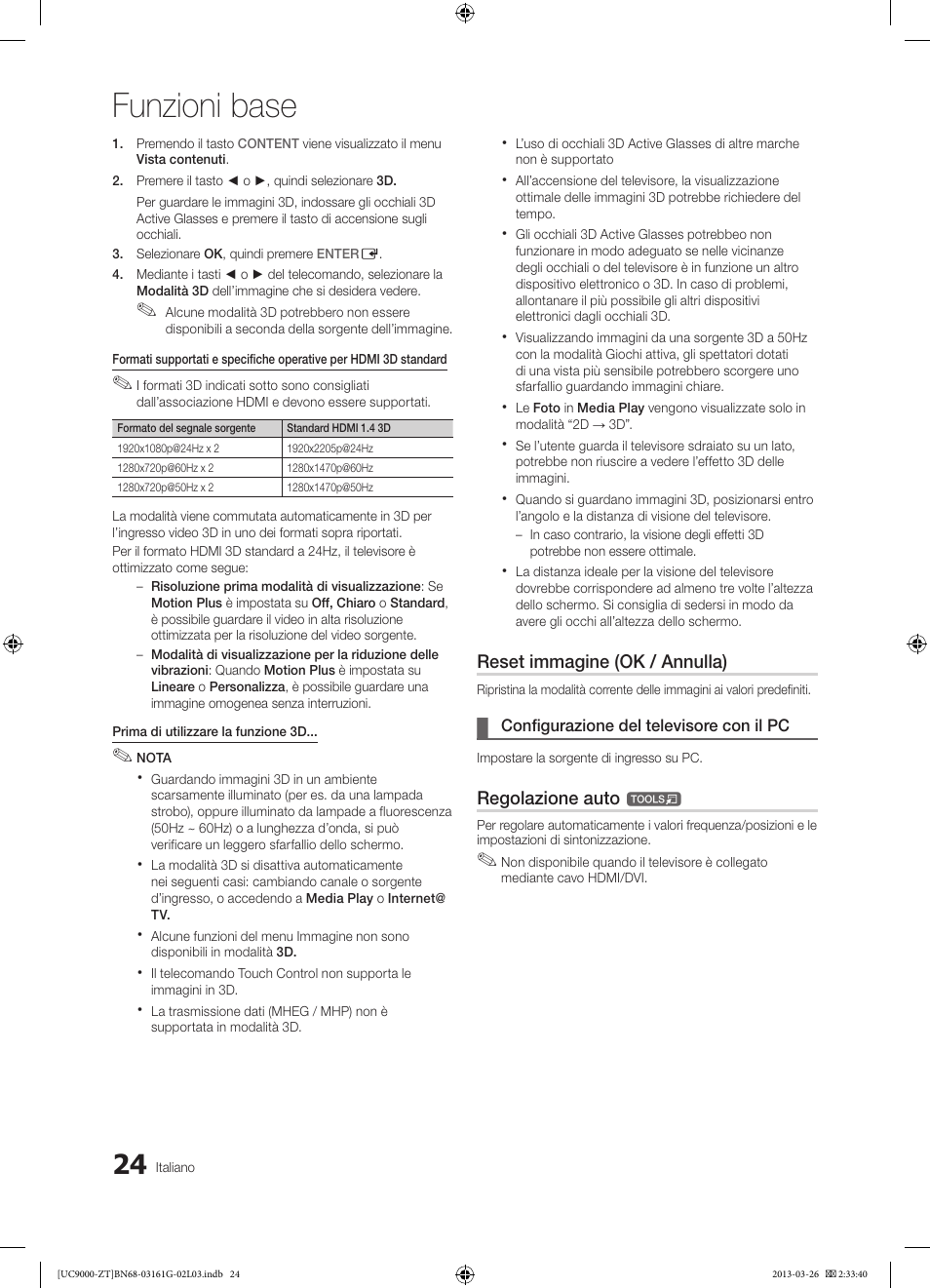 Funzioni base | Samsung UE40C9000SP User Manual | Page 88 / 195