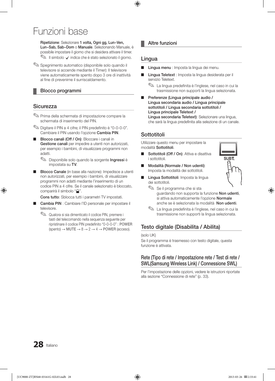 Funzioni base | Samsung UE40C9000SP User Manual | Page 92 / 195