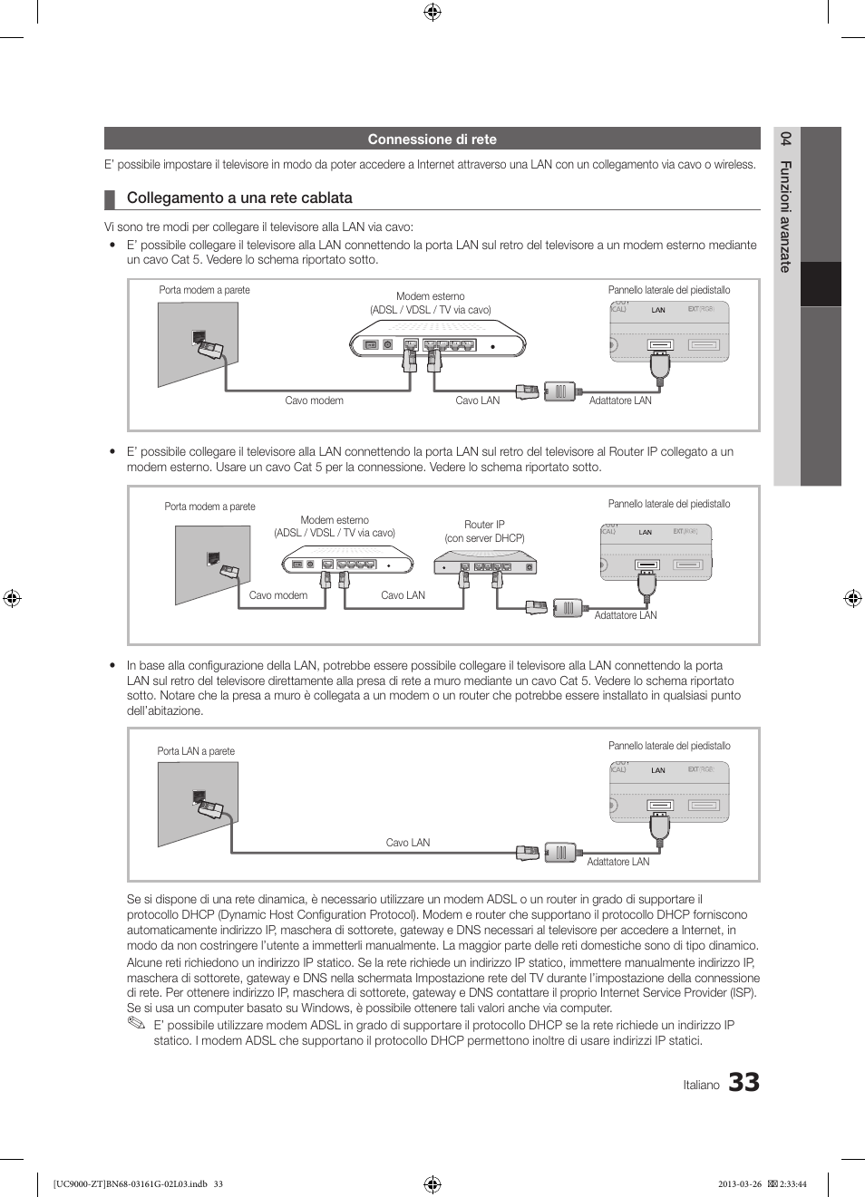 Collegamento a una rete cablata | Samsung UE40C9000SP User Manual | Page 97 / 195
