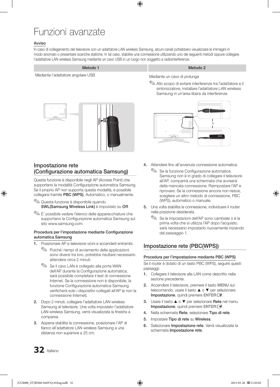 Funzioni avanzate | Samsung UE55C8000XP User Manual | Page 96 / 193