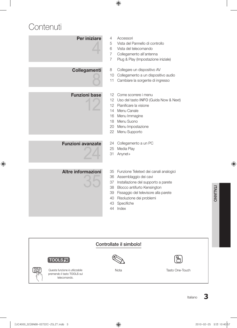 Contenuti | Samsung UE32C4000PW User Manual | Page 135 / 178