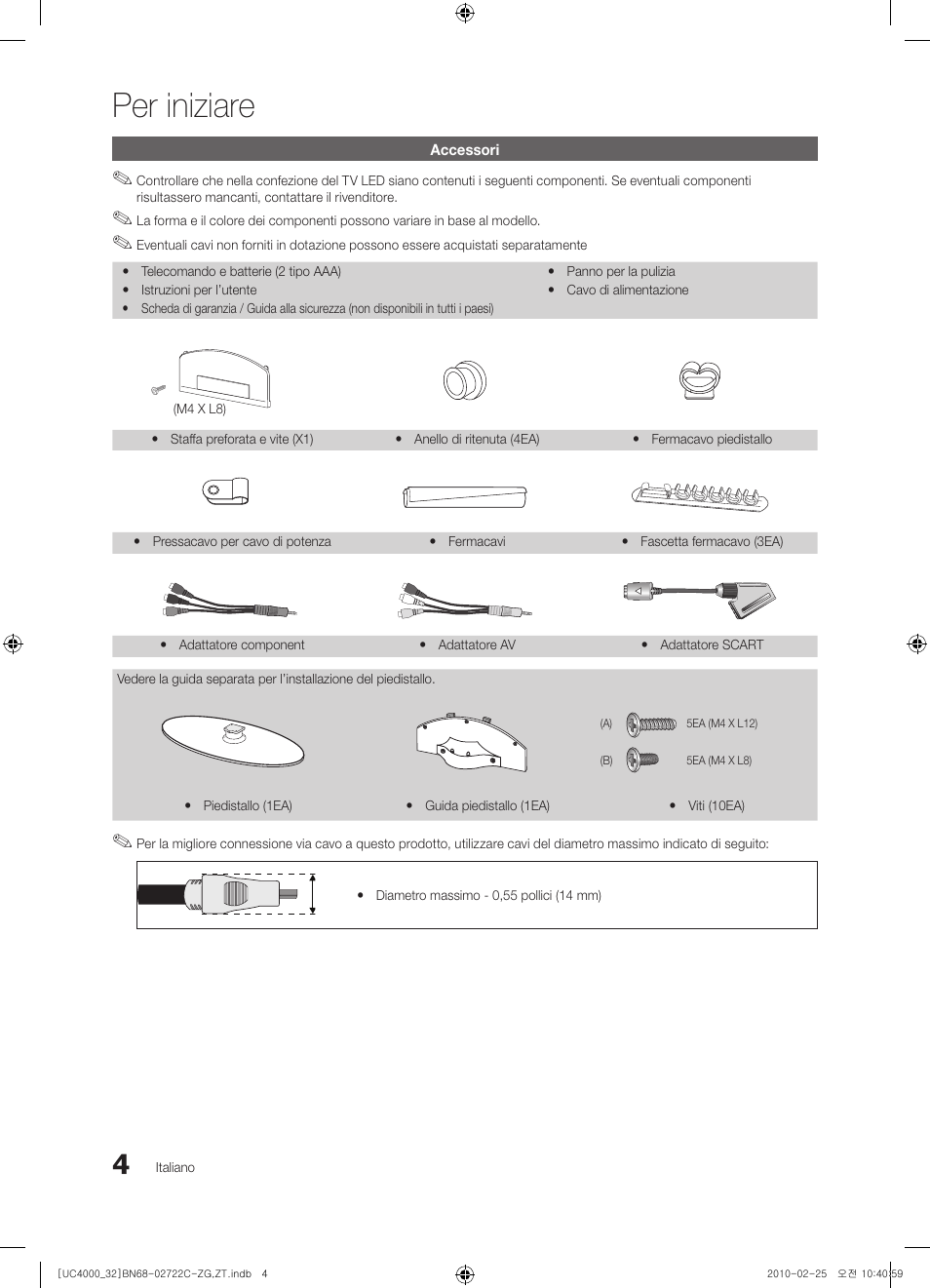 Per iniziare | Samsung UE32C4000PW User Manual | Page 136 / 178