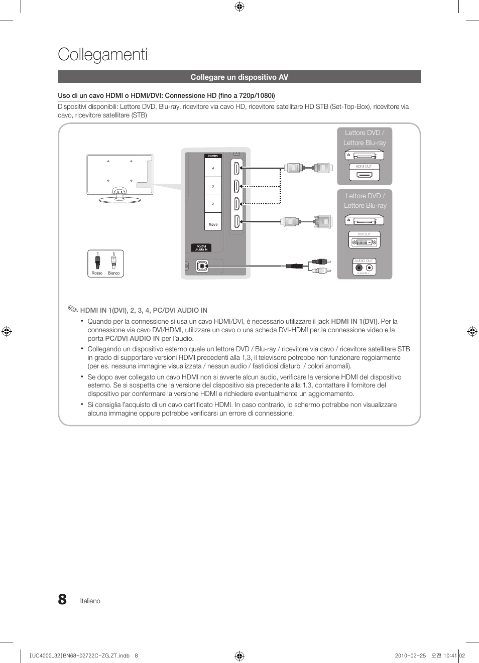 Collegamenti | Samsung UE32C4000PW User Manual | Page 140 / 178