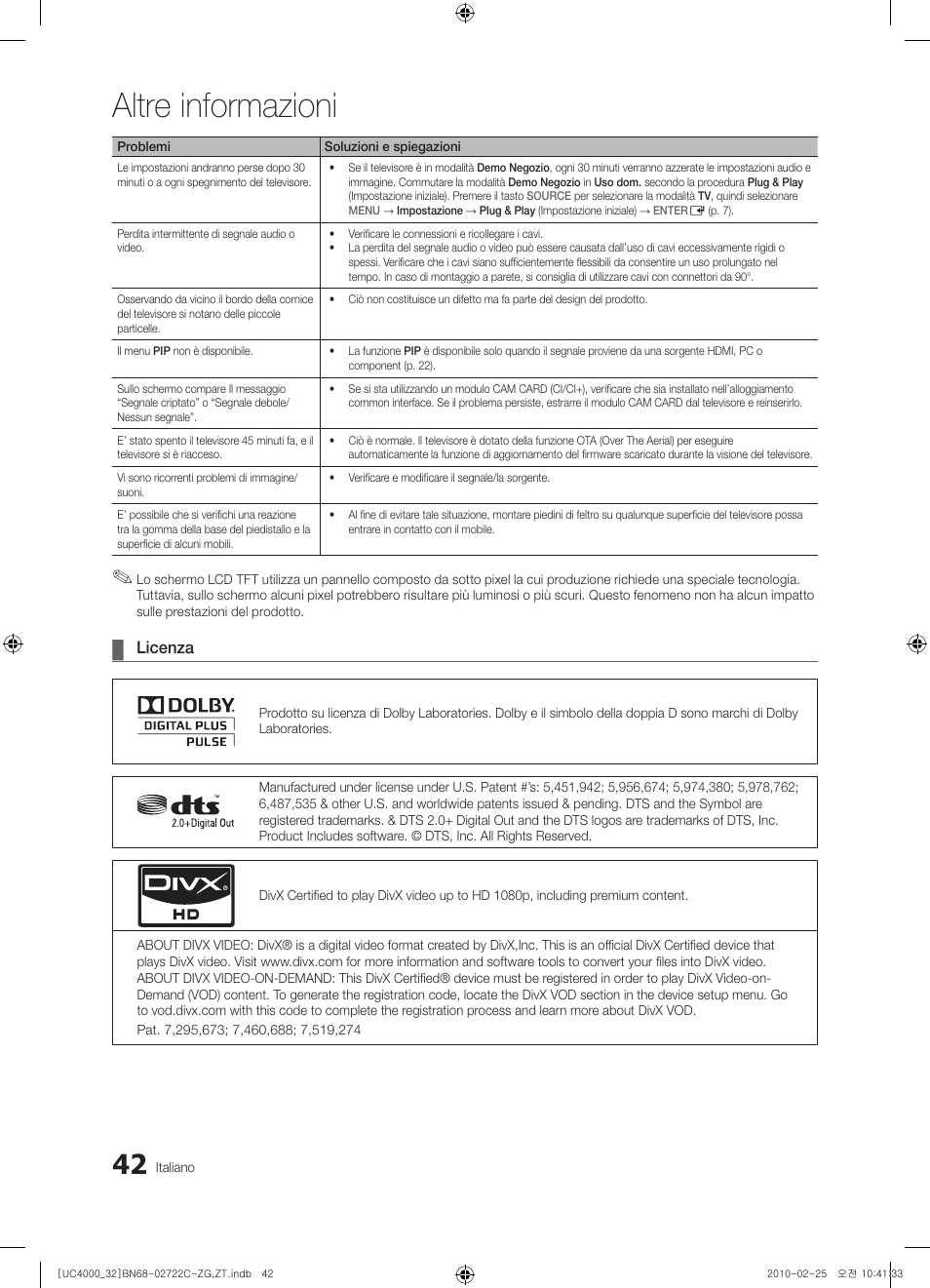 Altre informazioni | Samsung UE32C4000PW User Manual | Page 174 / 178