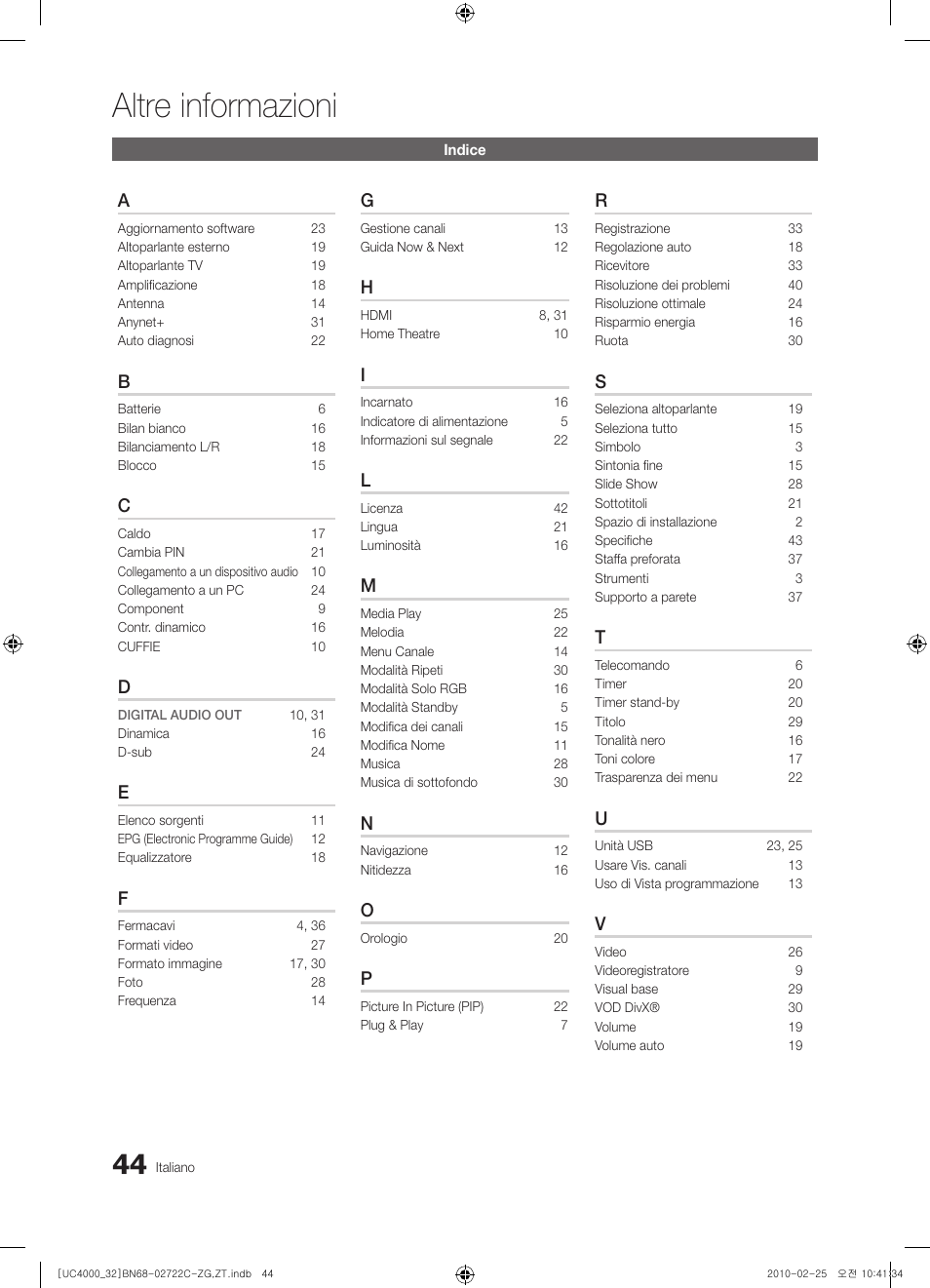 Altre informazioni | Samsung UE32C4000PW User Manual | Page 176 / 178