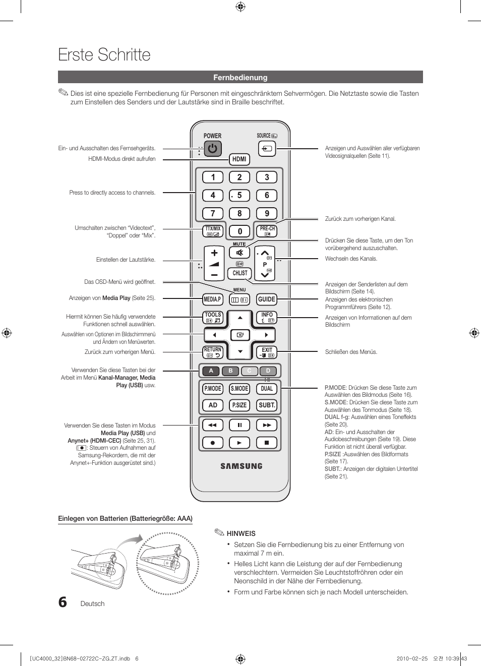 Erste schritte | Samsung UE32C4000PW User Manual | Page 50 / 178