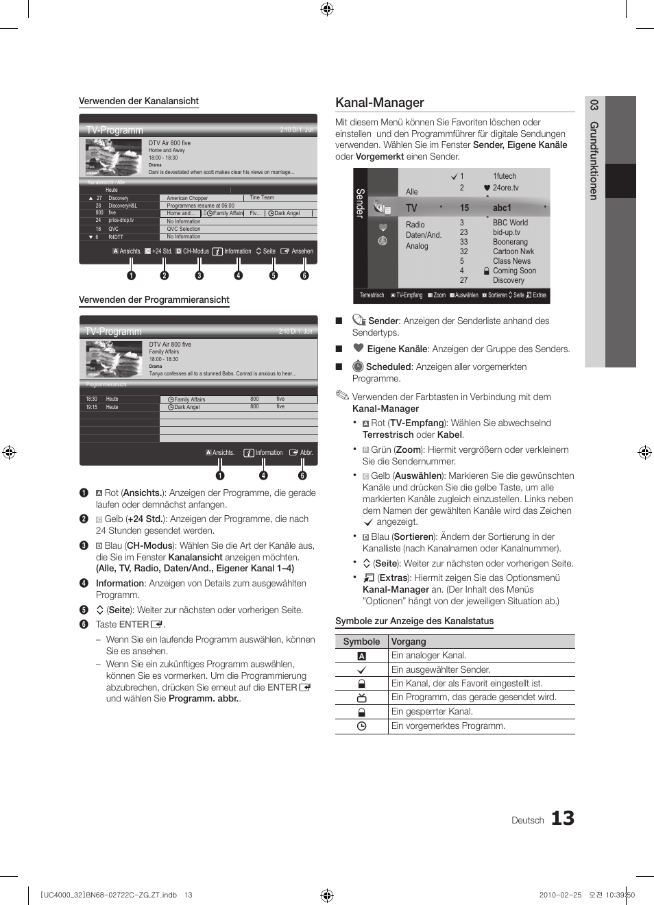 Kanal-manager | Samsung UE32C4000PW User Manual | Page 57 / 178