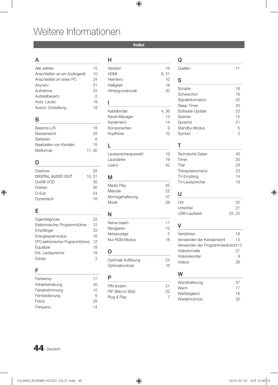 Weitere informationen | Samsung UE32C4000PW User Manual | Page 88 / 178