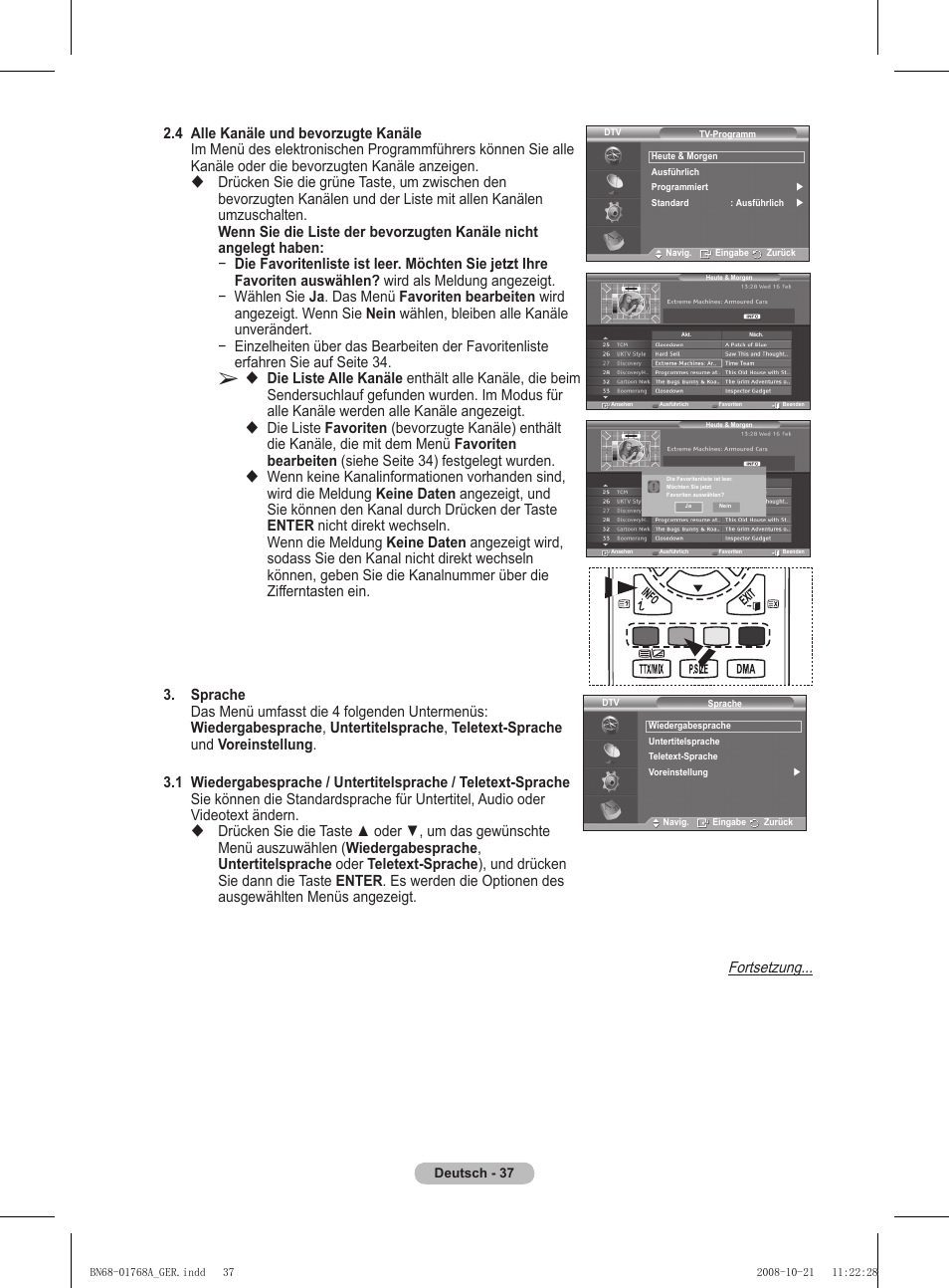 Fortsetzung | Samsung PS58A656T1F User Manual | Page 164 / 567