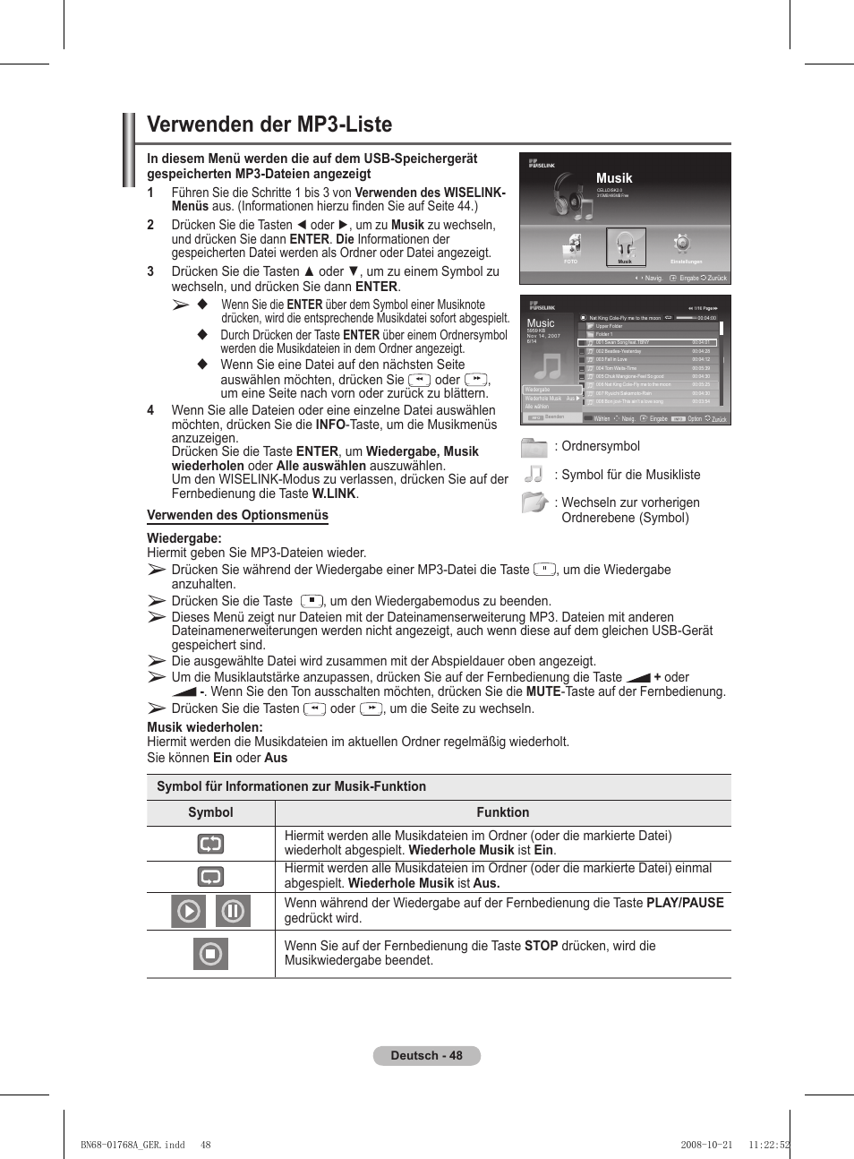 Verwenden der mp-liste | Samsung PS58A656T1F User Manual | Page 175 / 567