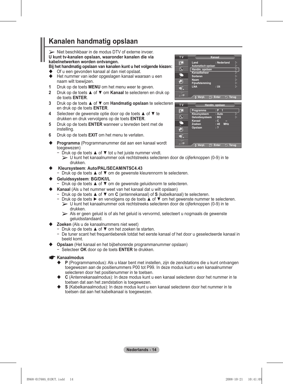 Kanalen handmatig opslaan | Samsung PS58A656T1F User Manual | Page 204 / 567