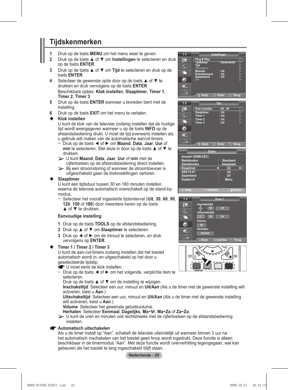 Tijdskenmerken | Samsung PS58A656T1F User Manual | Page 215 / 567