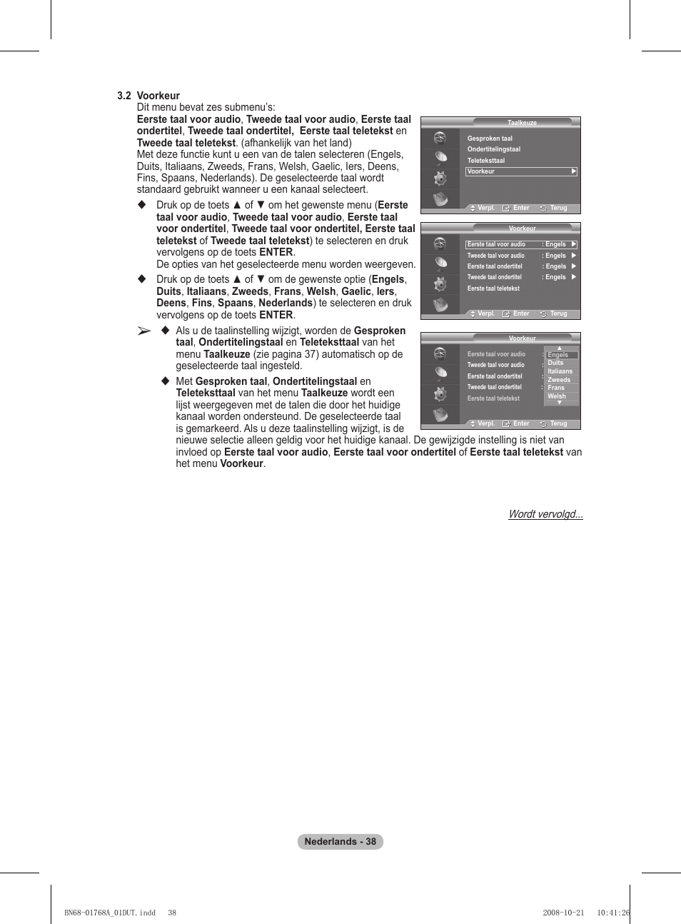 Wordt vervolgd | Samsung PS58A656T1F User Manual | Page 228 / 567